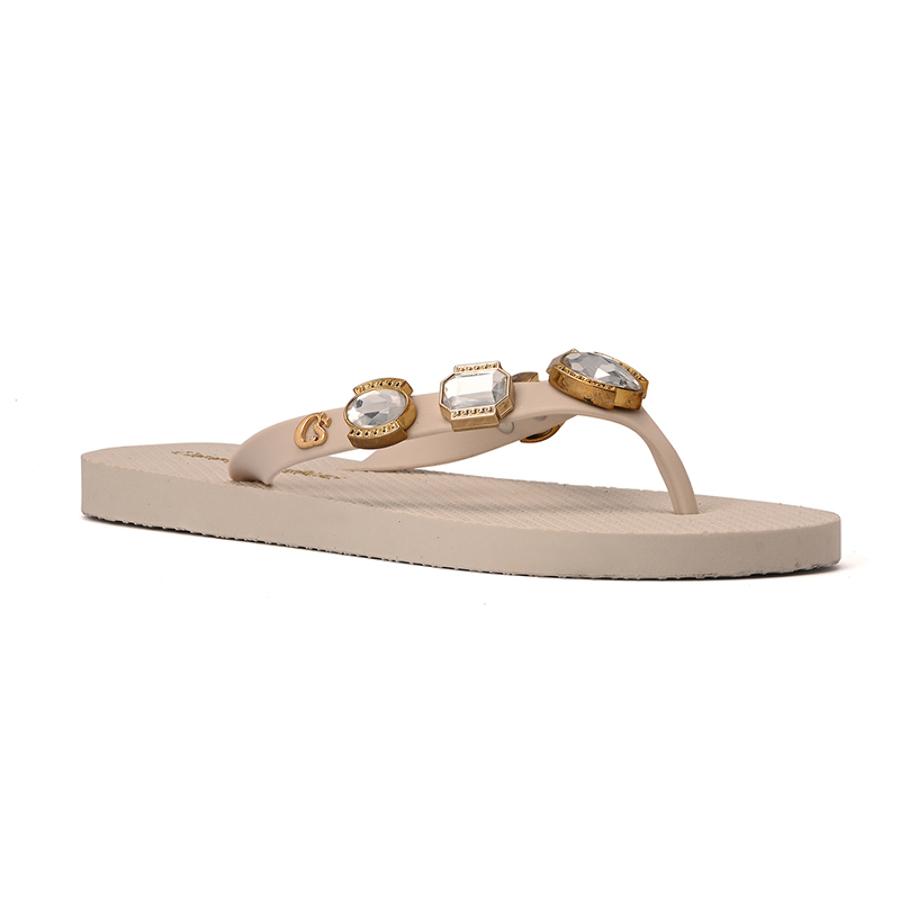 Off-White Flip-Flop with Rhinestones