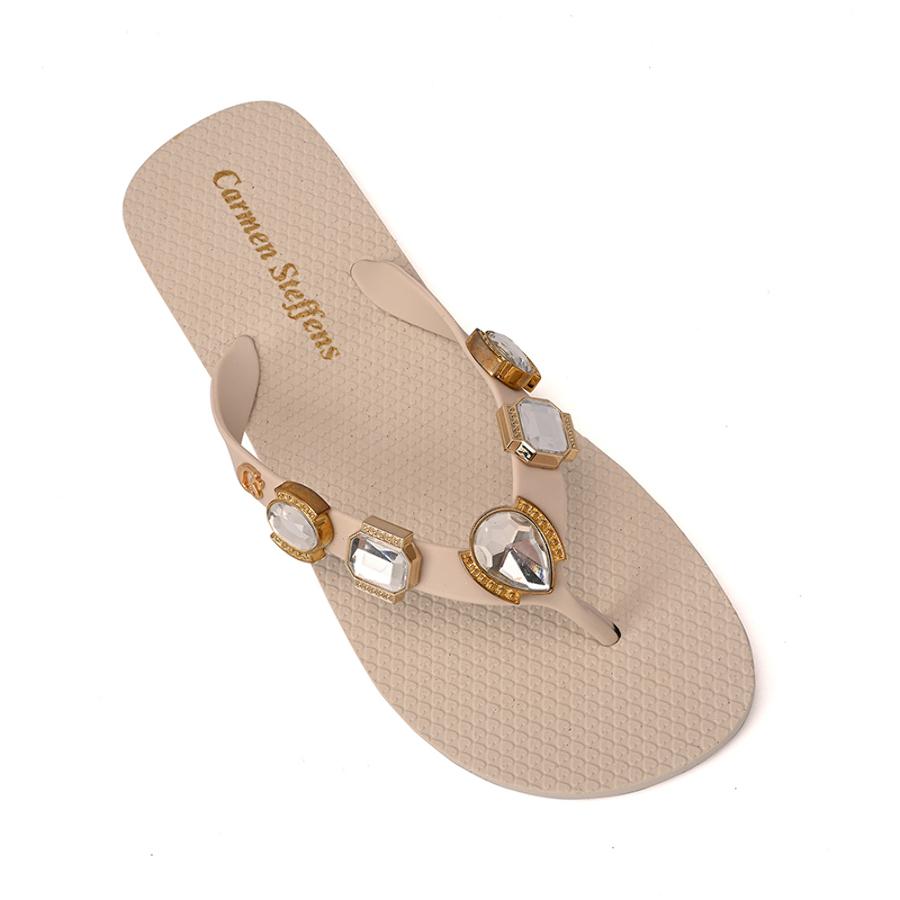Off-White Flip-Flop with Rhinestones