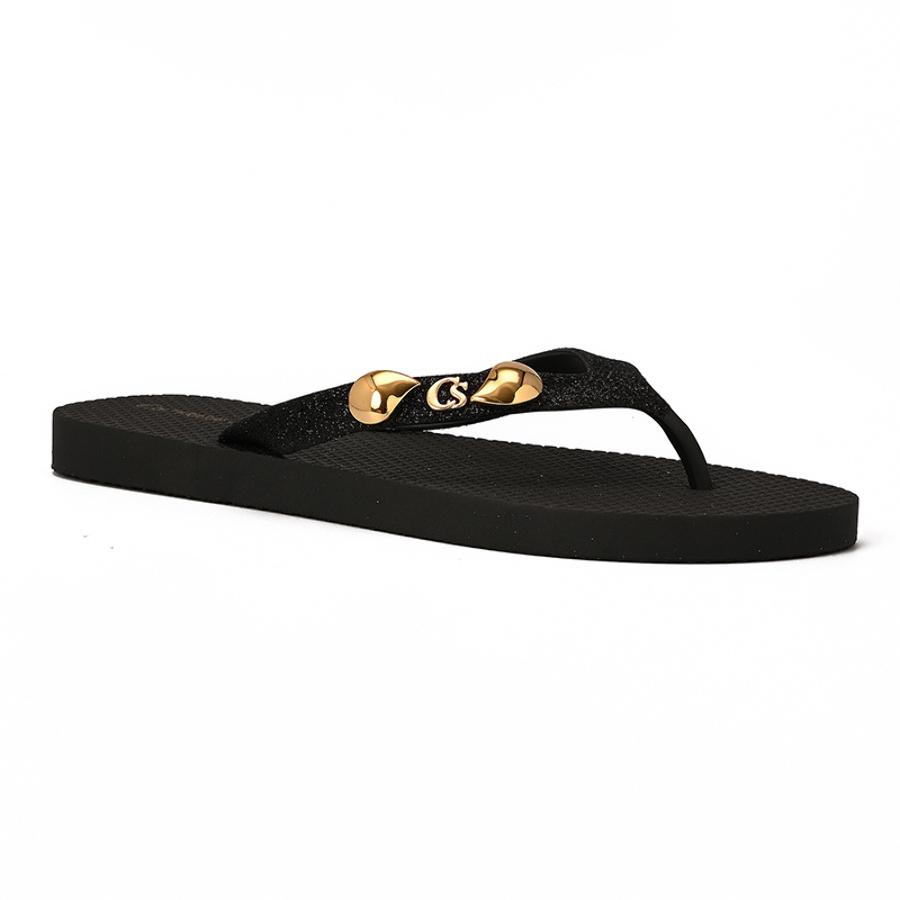 Black CS Shine Flip-Flop