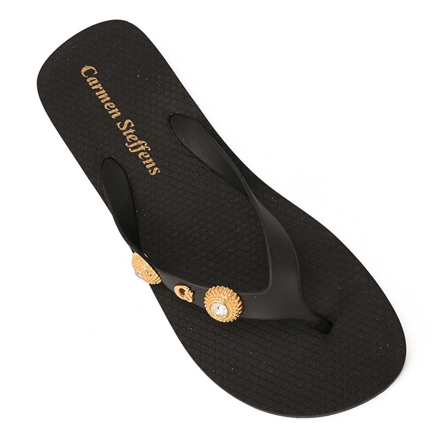 Black Flip-Flops with Decoration