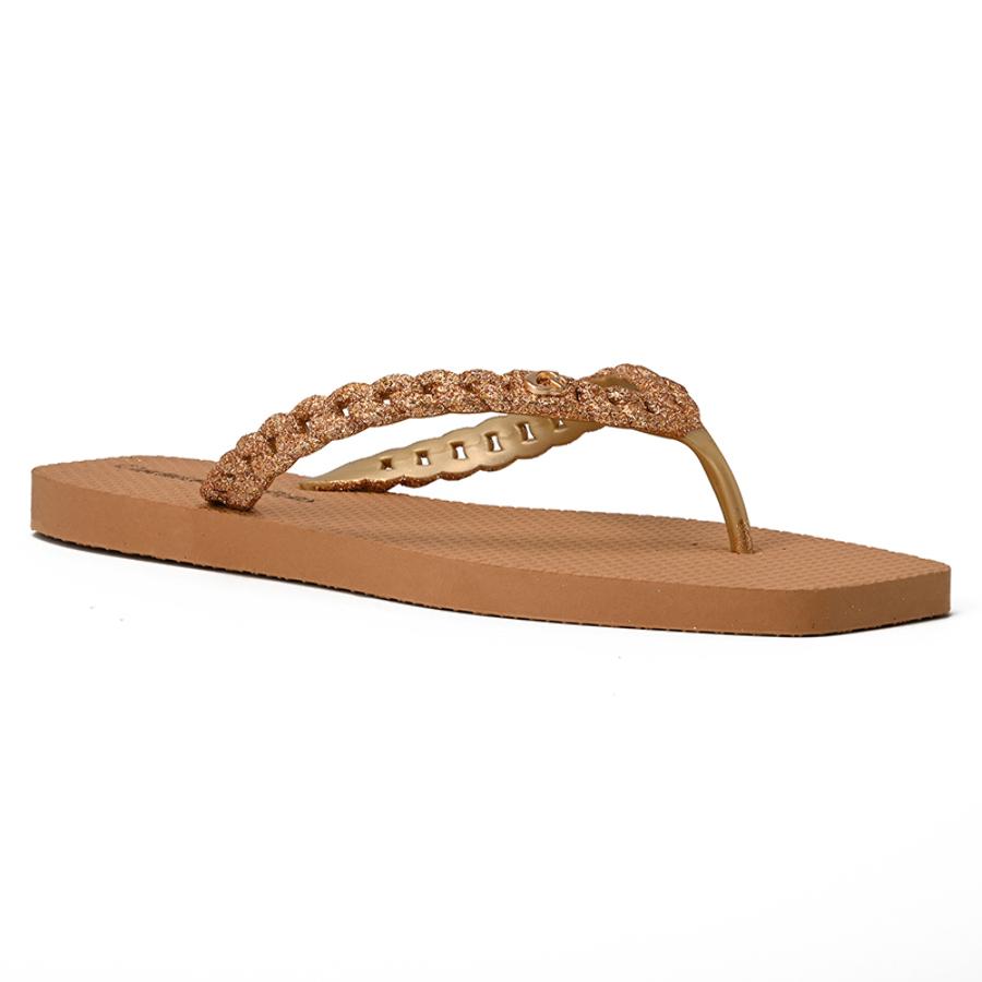 Golden Strap Flip-Flops