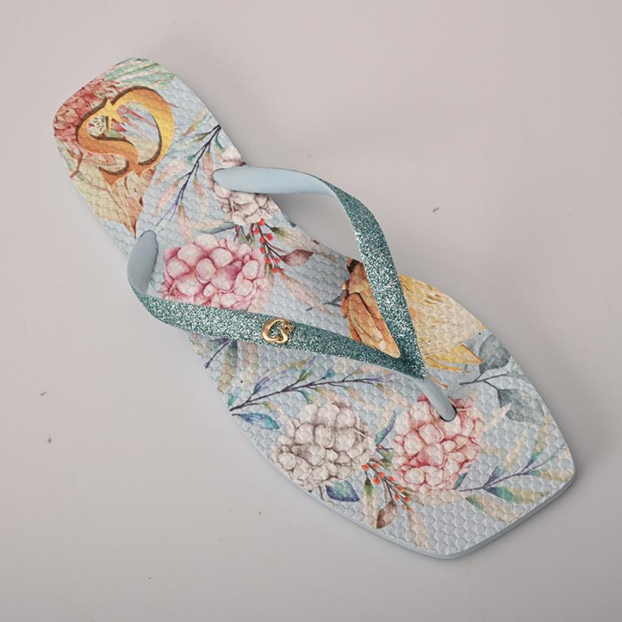 Baby Blue Printed Flip-Flops