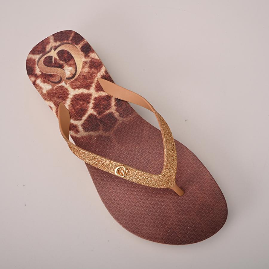 Tan Printed Anabela Flip-Flop