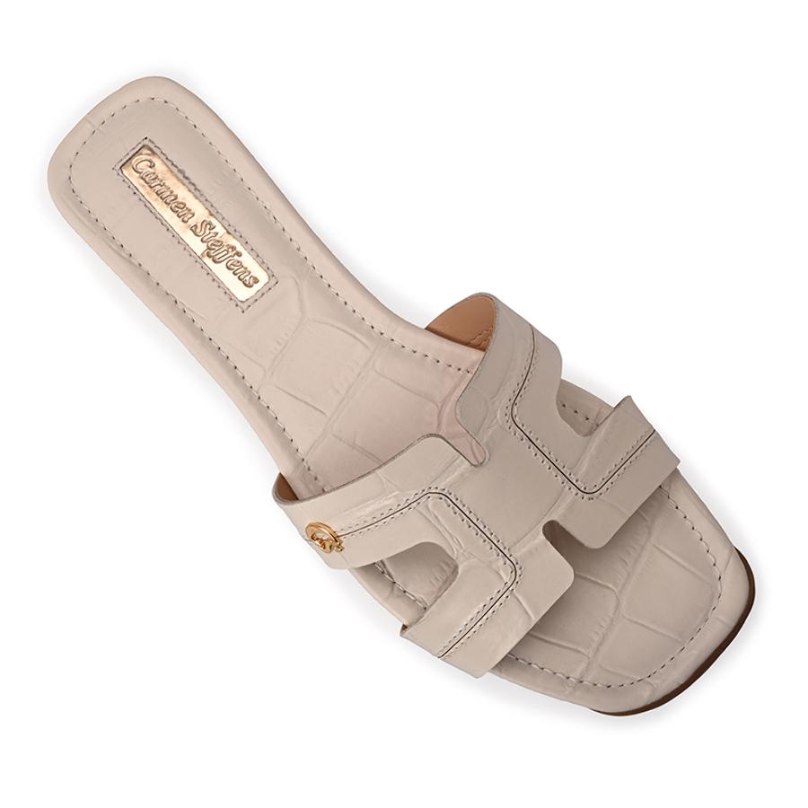 White Bianco Flat Sandals with H Straps