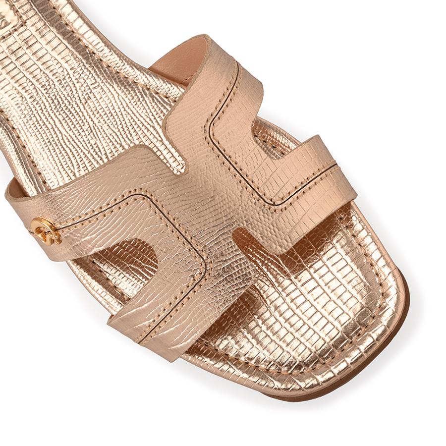 Gold Flat Sandal with H Straps