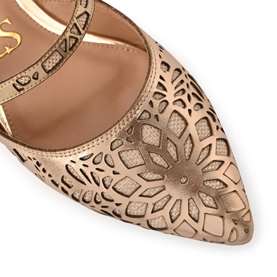 Golden Laser Cut Ballet Flat