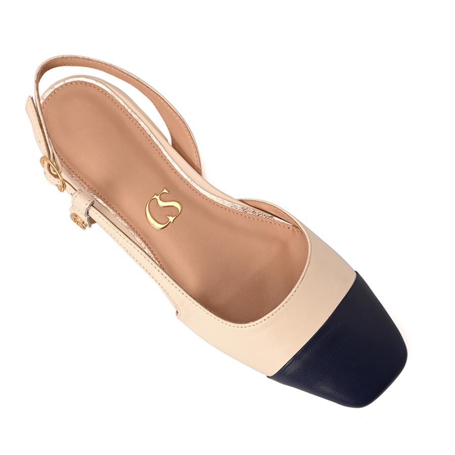 Bicolor Silk Slingback Flat