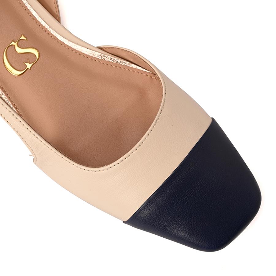 Bicolor Silk Slingback Flat