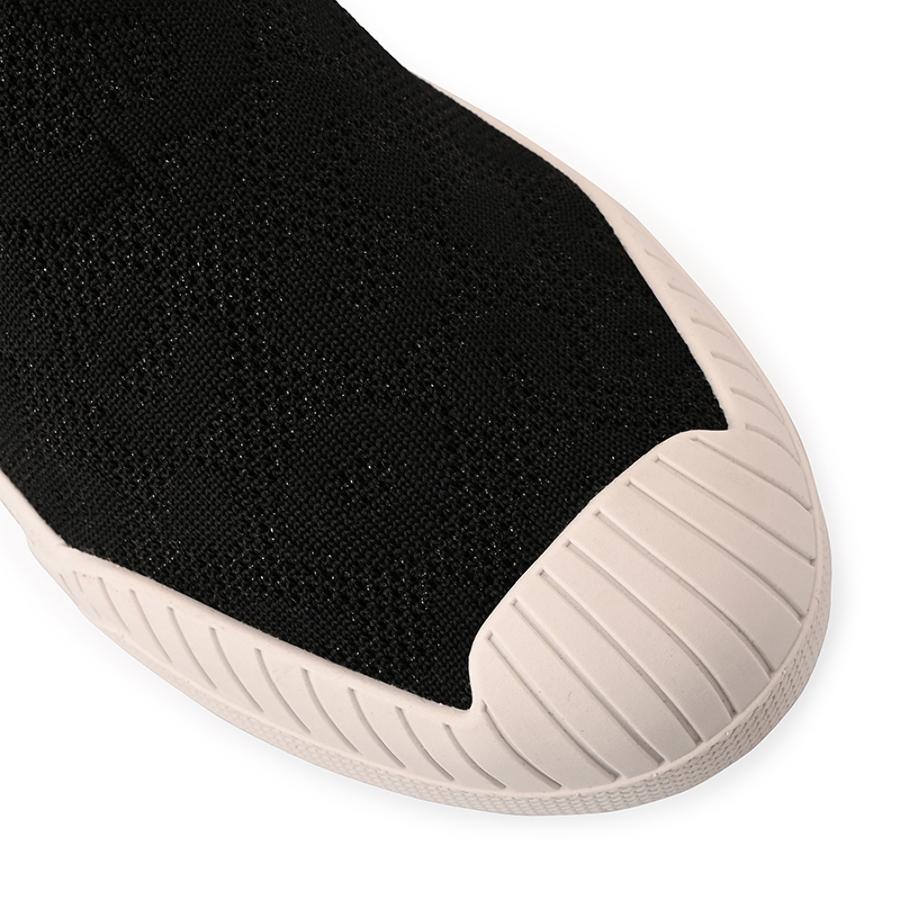 Black Textured Knitted Sneakers