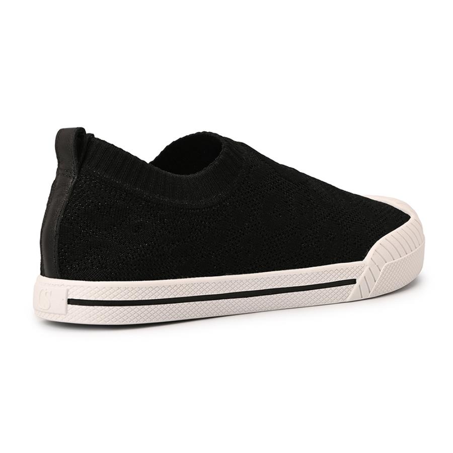 Black Textured Knitted Sneakers