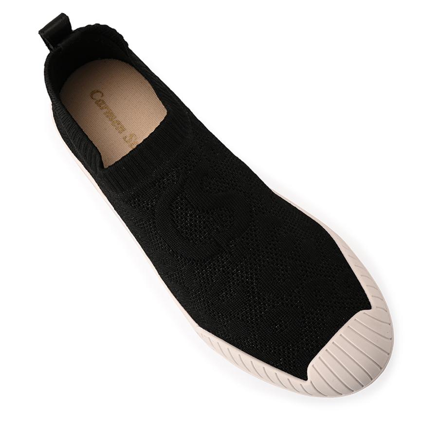 Black Textured Knitted Sneakers