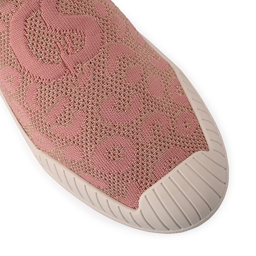 Pink Textured Knitted Sneakers