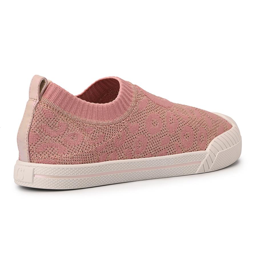 Pink Textured Knitted Sneakers