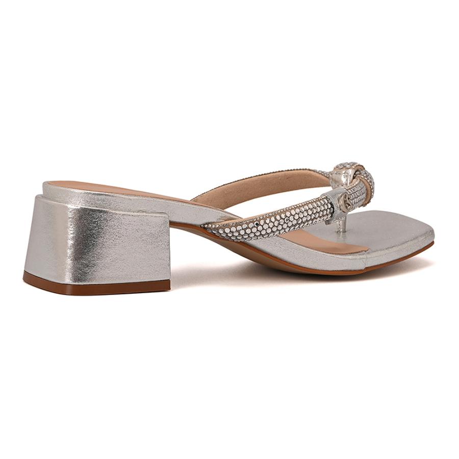 Silver Crystal Strap Mules