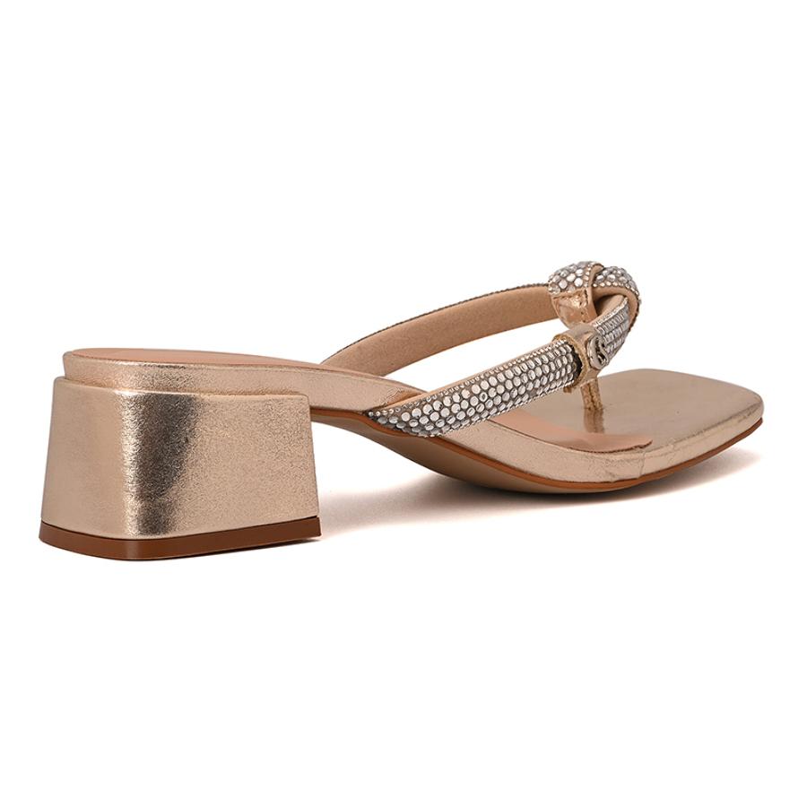 Golden Crystal Strap Mules