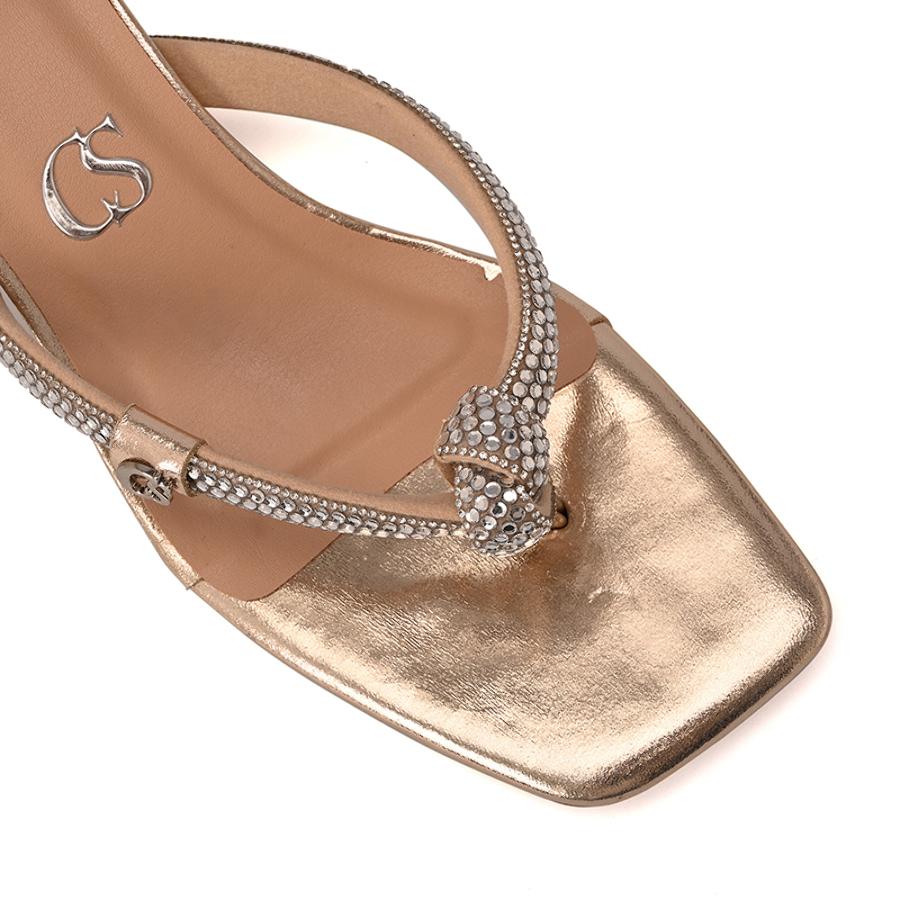 Golden Crystal Strap Mules
