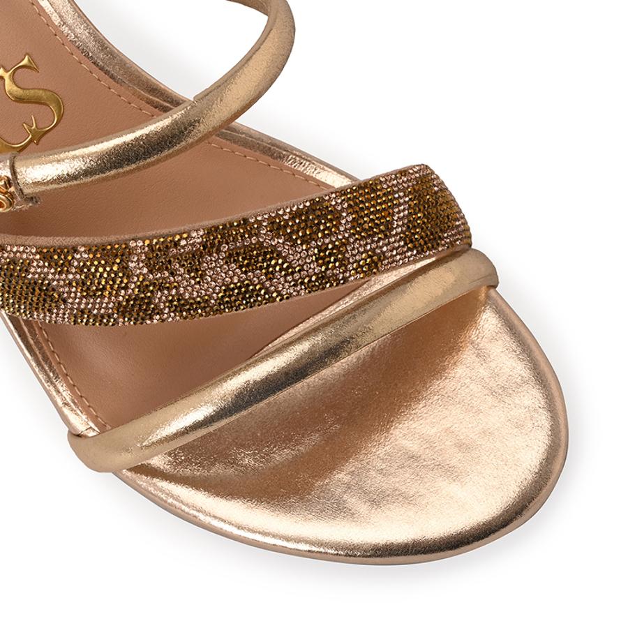 Gold Sandal with Crystals and Giraffe Print
