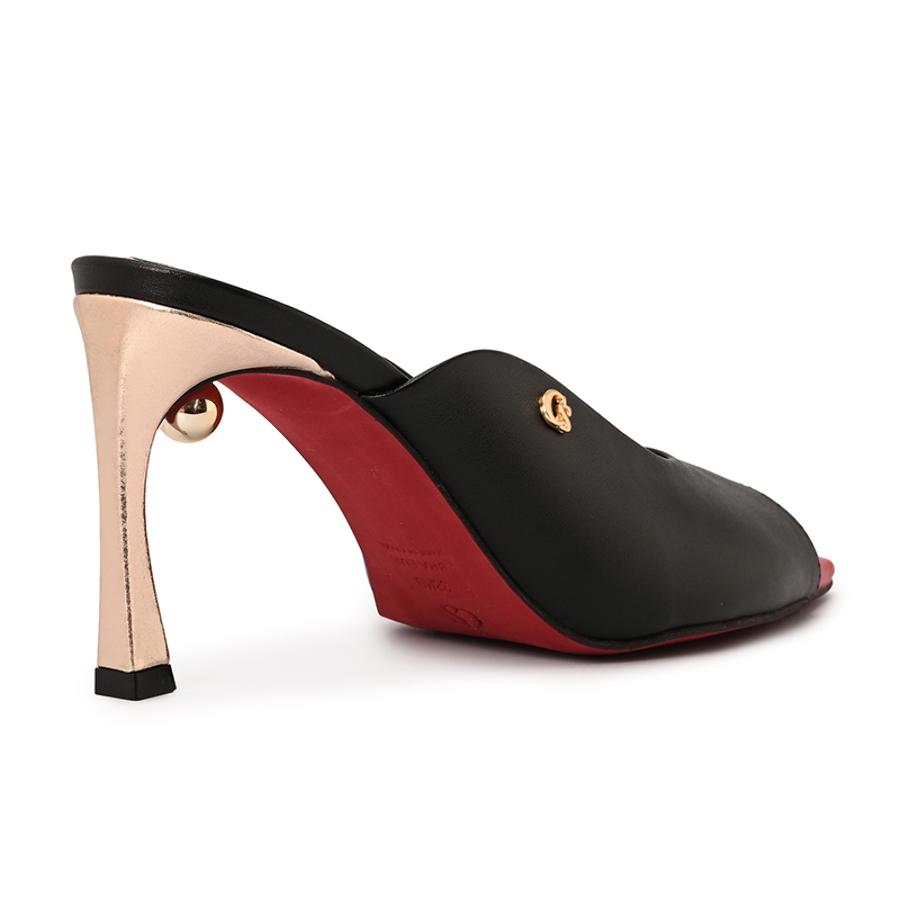 Black Leaf Toe and Comma Heel Mule