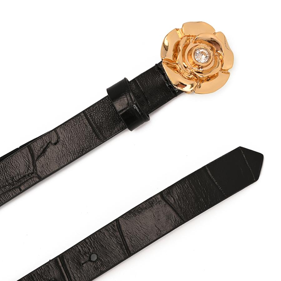 Black Flower Buckle Belt