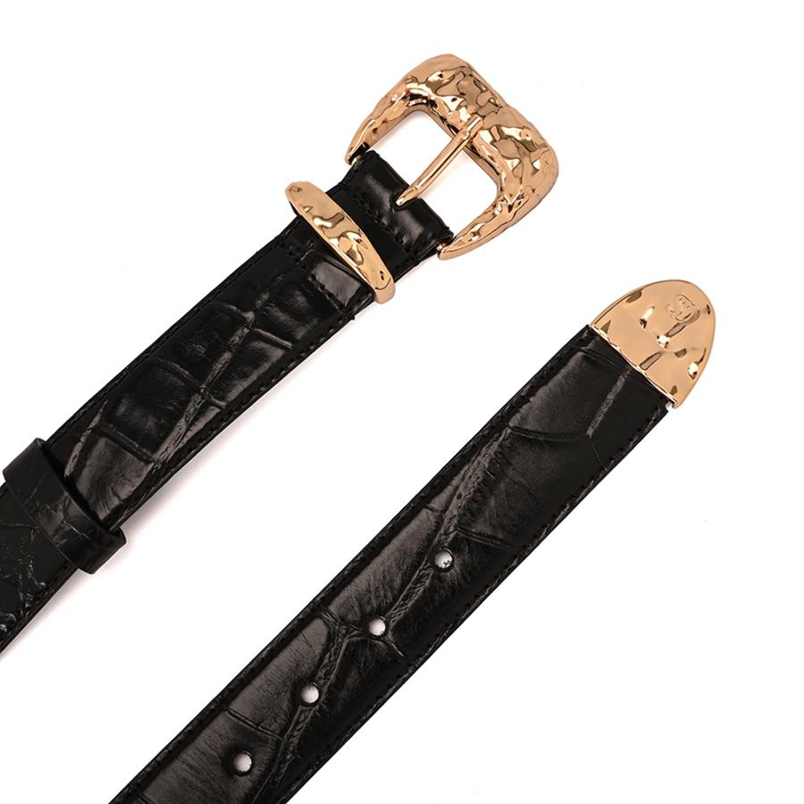 Black Croco Belt with Hammered Buckle
