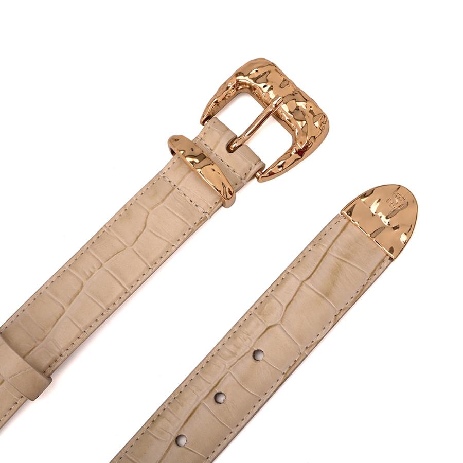 Croco Off-white Belt with Hammered Buckle