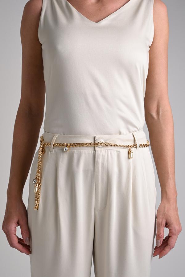 Chain Belt With Crystals and Pearls