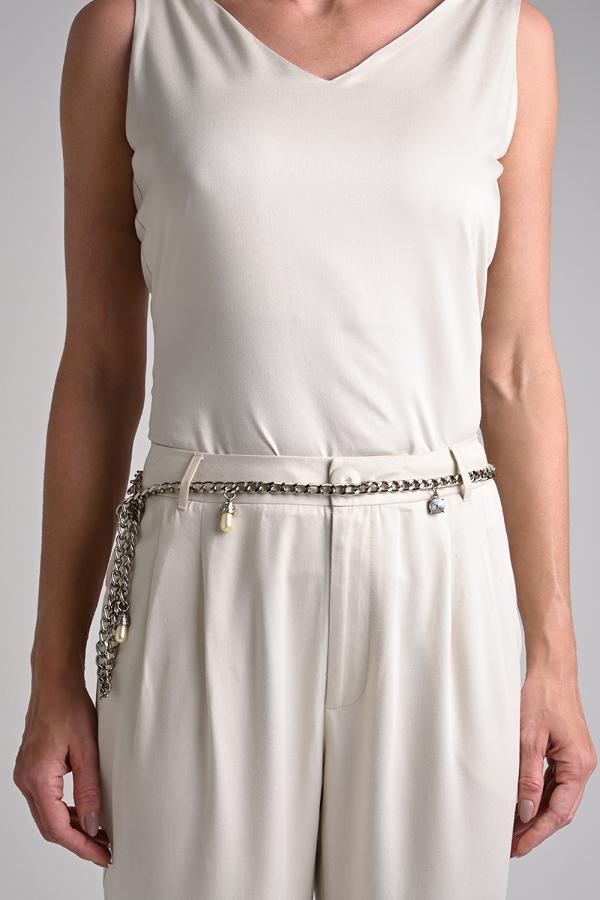 Nickel Chain Belt With Crystals and Pearls