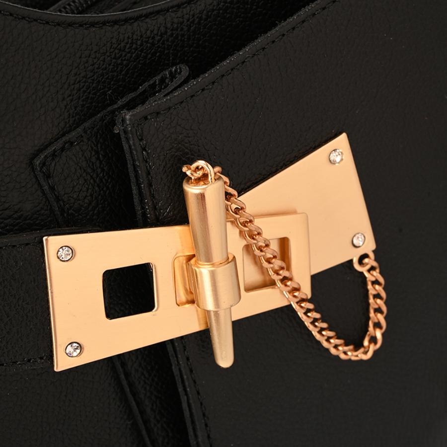 Hobo Bag Golden Clasp Black