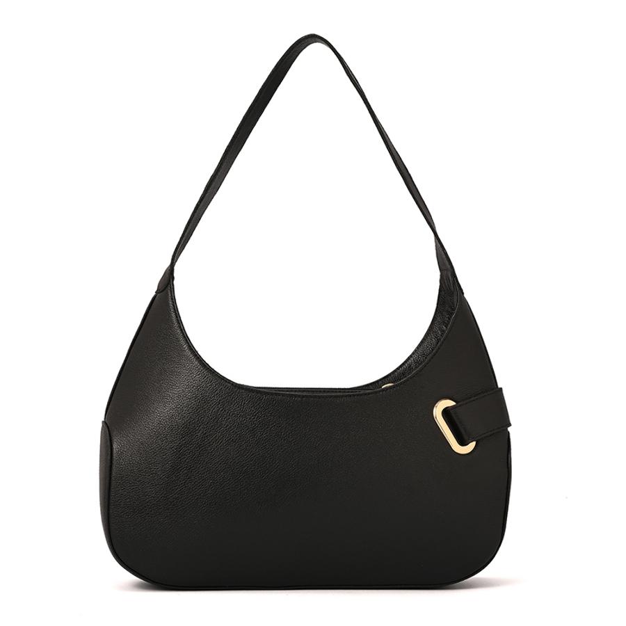 Hobo Bag Golden Clasp Black