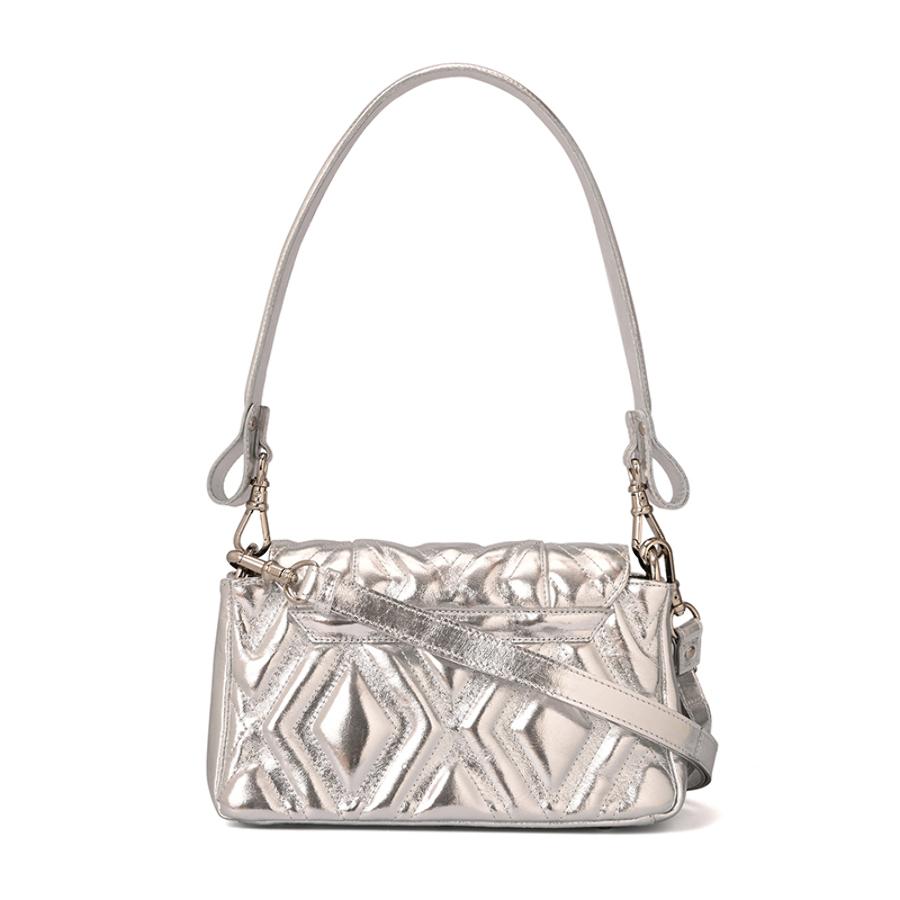 Quilted Silver Leather Bag
