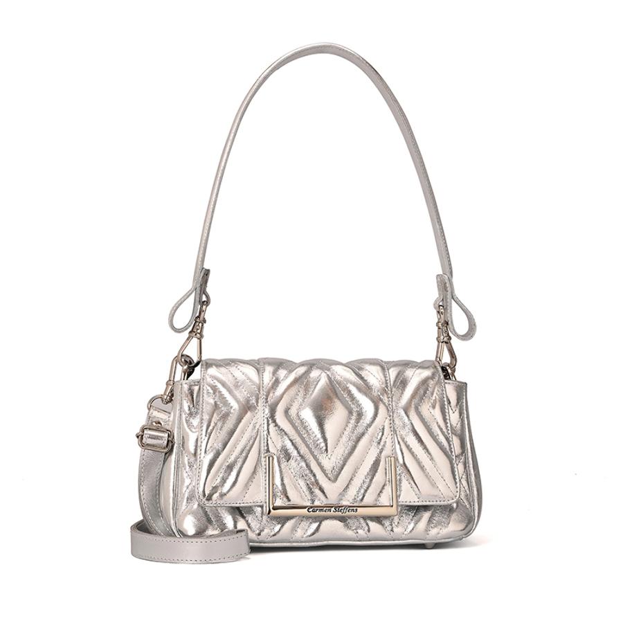 Quilted Silver Leather Bag