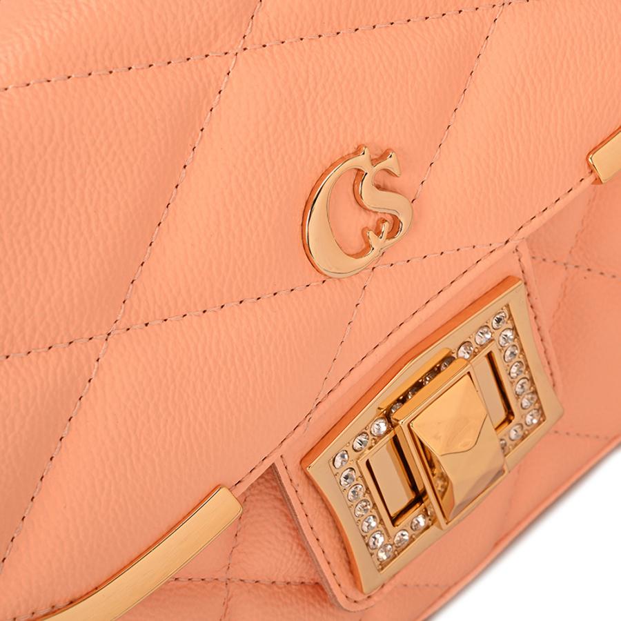 Quilted Bag Details Peach