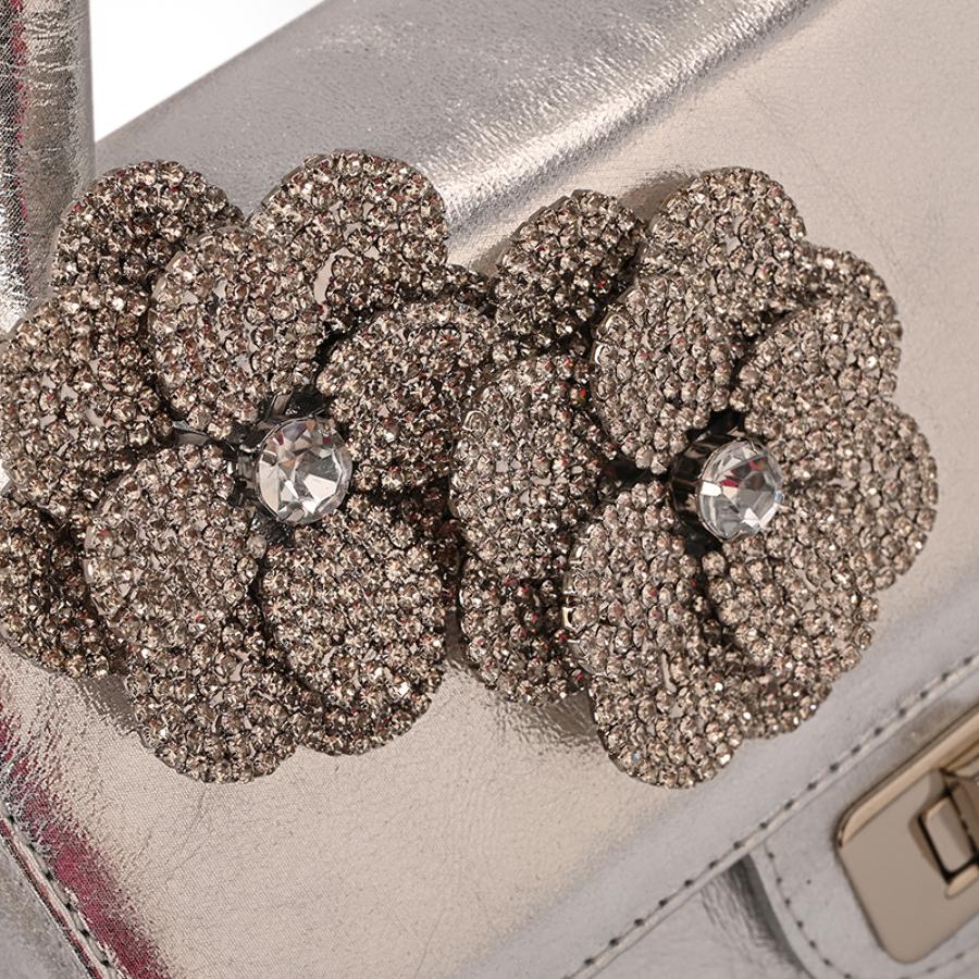 Top Handle Bag Flower Silver