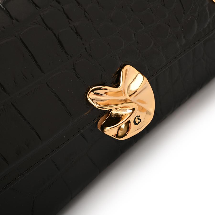 Black Clutch with Organic Ornament