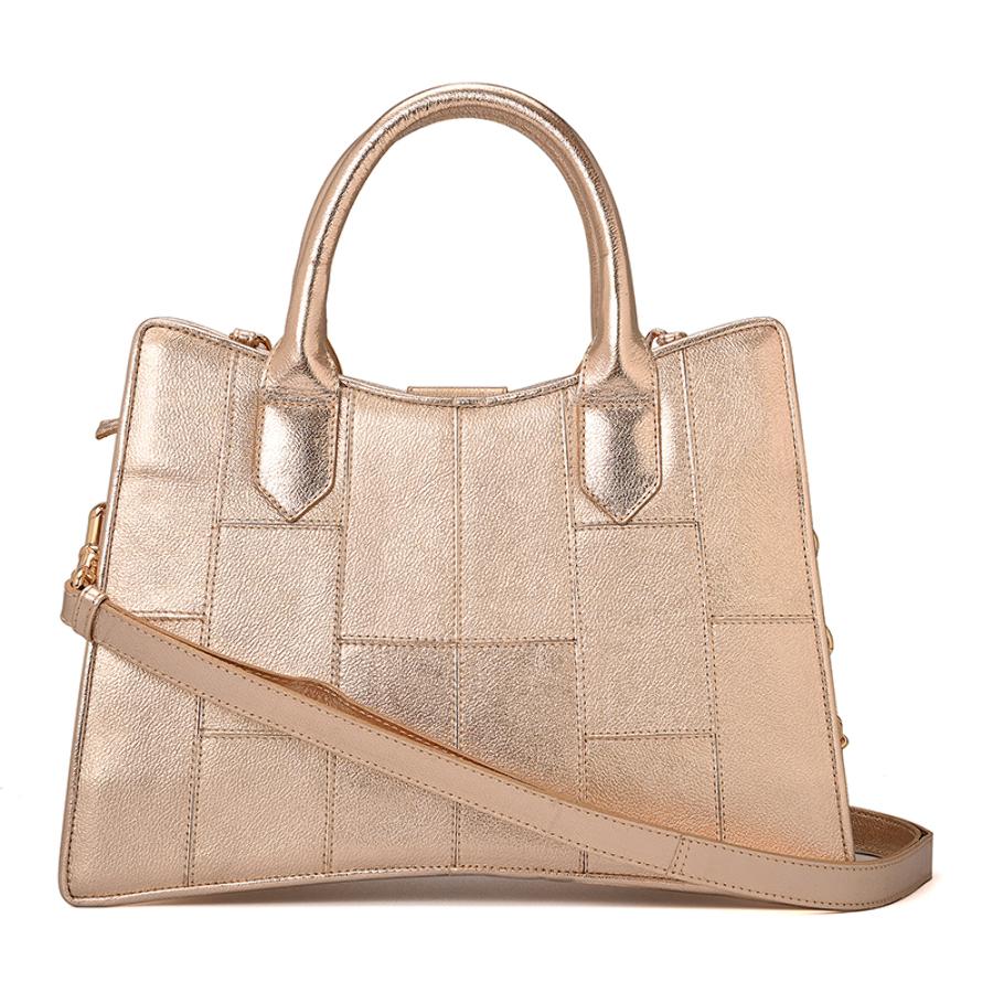 Structured Gold Bag with Chain