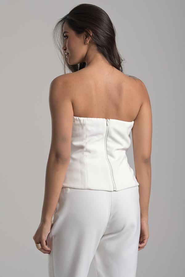Off-White Strapless Tailored Blouse