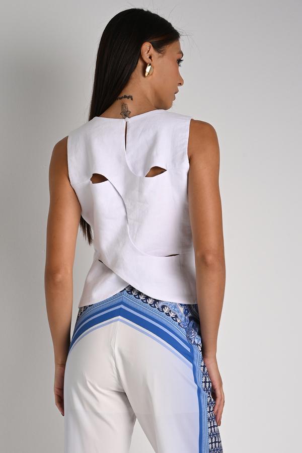 Blouse with Distinctive Back Cutouts