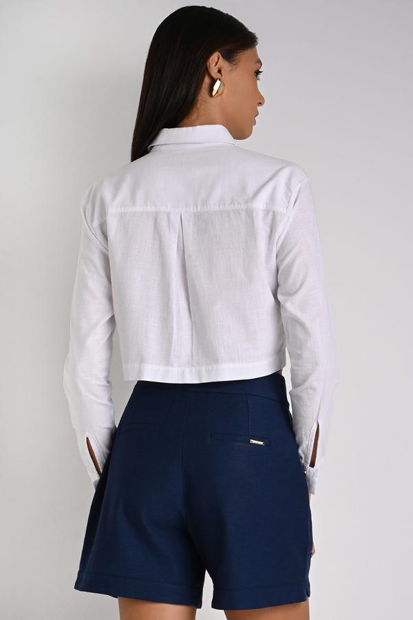 Cropped Shirt with Maxi Pockets Off-White
