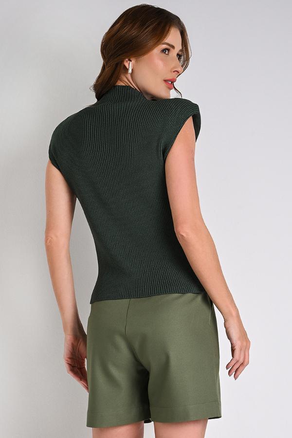 Military Shoulder Pad Knit Blouse