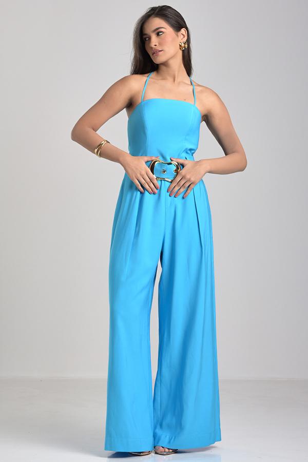 Blue Jumpsuit with Back Tie