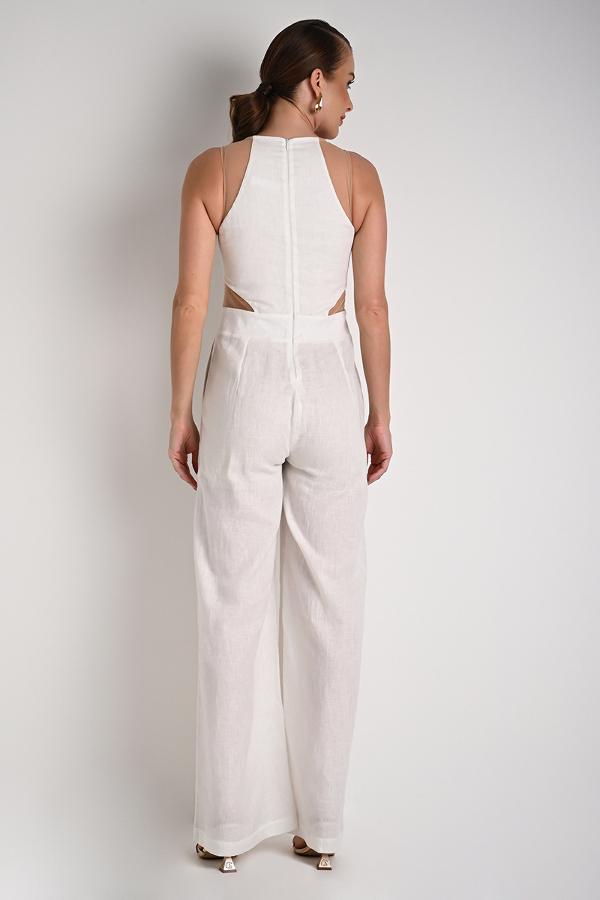 Jumpsuit with Transparent Cutouts Off-White