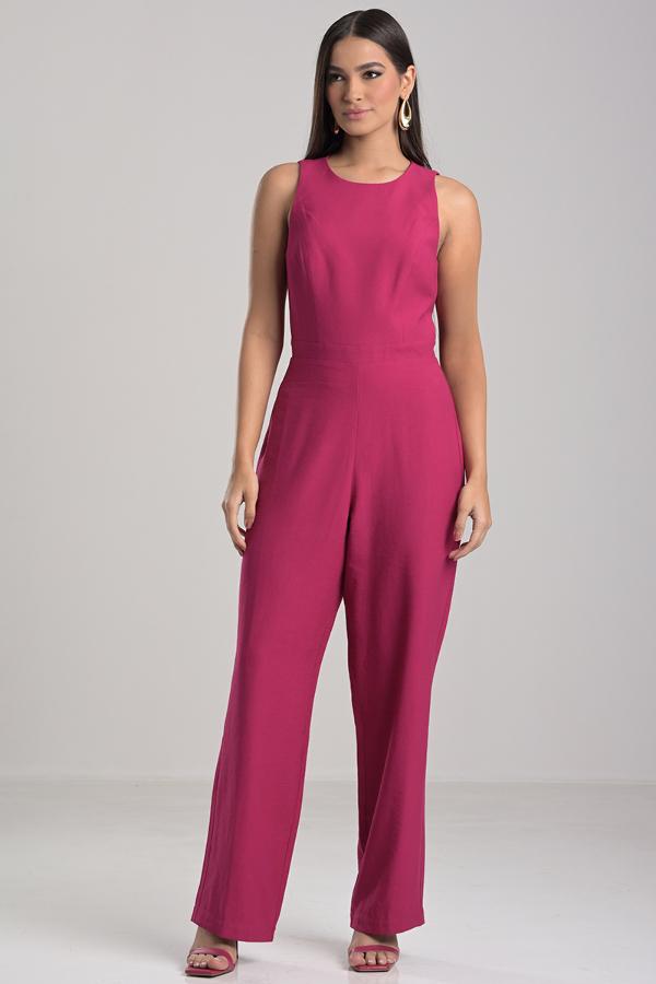 Fuchsia Jumpsuit with Removable Overlay