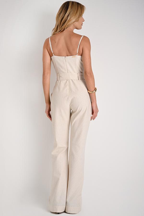 Striped Front Wrap Jumpsuit