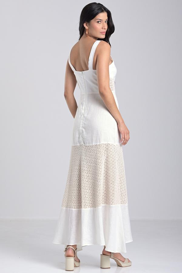 Linen Dress with Natural Cutouts
