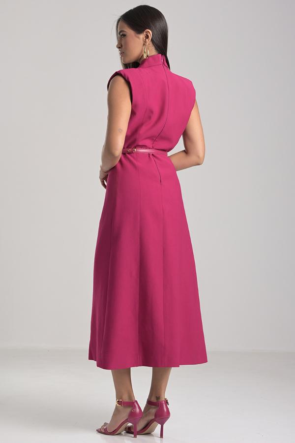 Fuchsia Tailored Dress with Belt