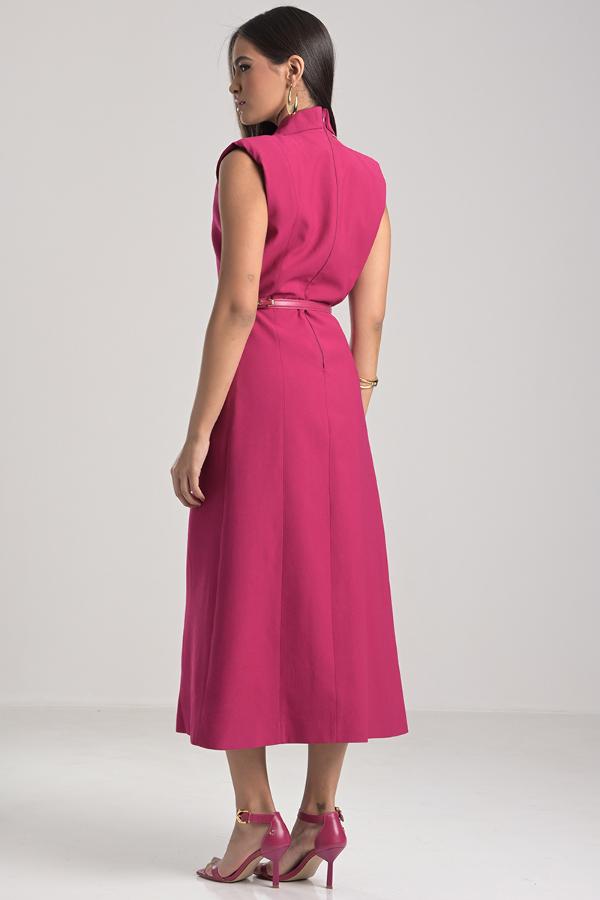 Fuchsia Tailored Dress with Belt