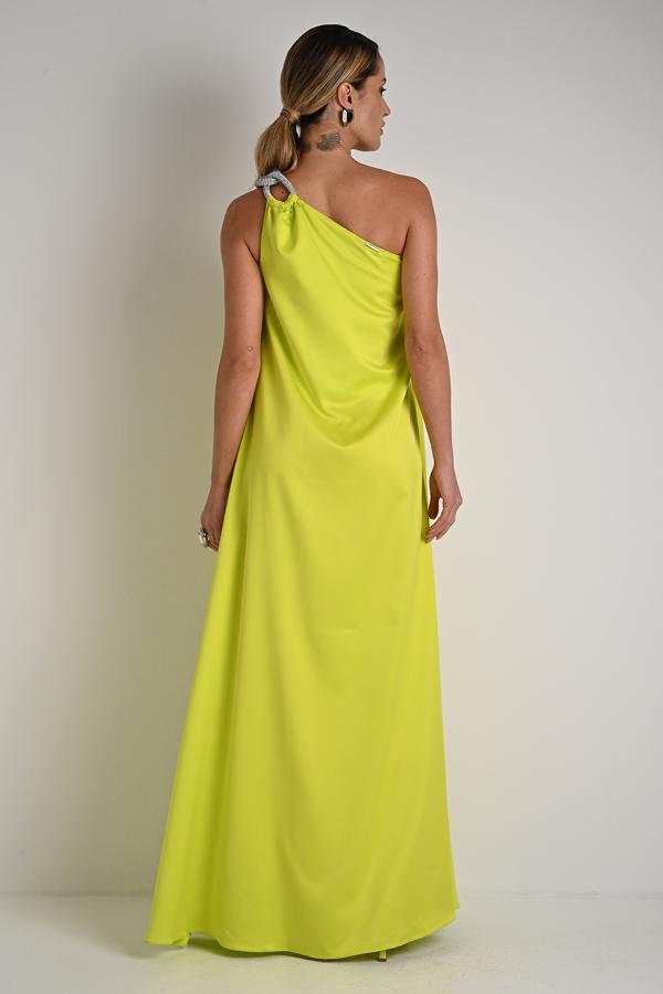 Long Dress with Tropical Shoulder Detail