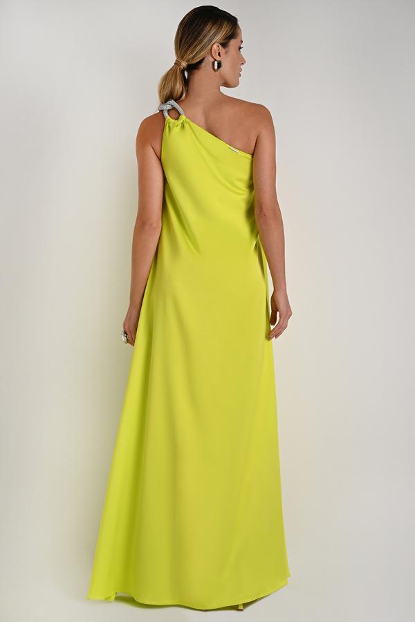 Long Dress with Tropical Shoulder Detail