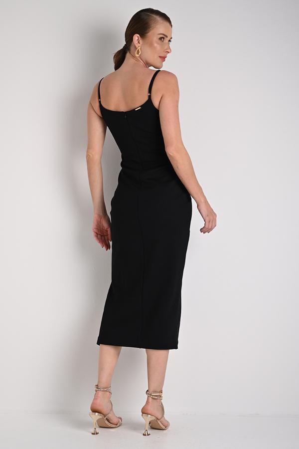 Luxury Midi Dress with Slit Black