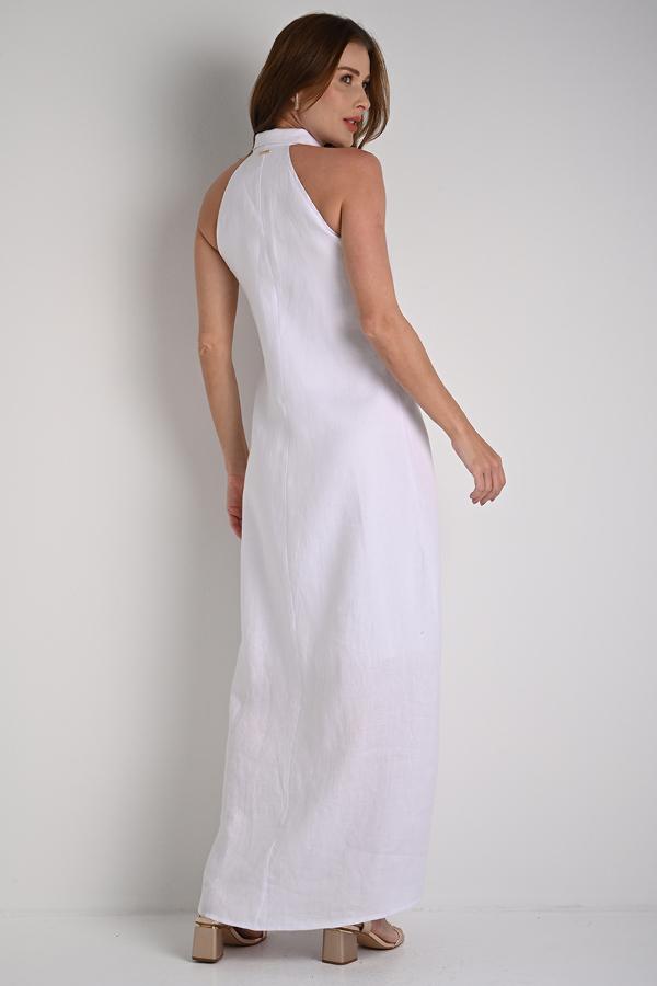 Halter Neck Chemisier Dress Bianco